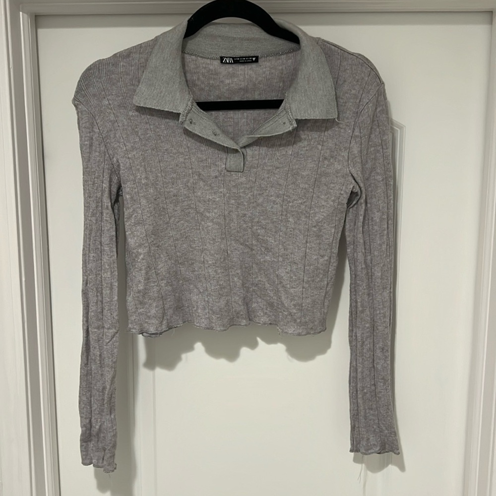 Zara cropped grey sweater, size medium